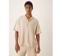 Selected - Camicia testurizzata 100% cotone color crema in coordinato-Bianco S