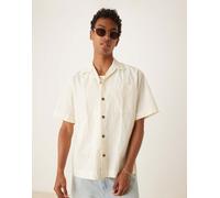 Selected - Camicia testurizzata color crema con motivo-Bianco XS