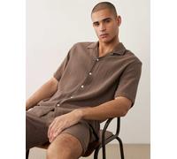 Selected - Camicia testurizzata marrone in coordinato-Rosso L