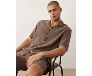 Selected - Camicia testurizzata marrone in coordinato-Rosso S