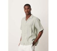 Selected - Camicia verde 100% lino con colletto a rever M