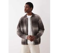 Selected - Cardigan in misto lana marrone sfumato con collo stile polo XL