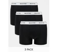 Selected - Confezione da 3 boxer aderenti neri con fascia in vita-Nero XL