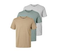 Selected - Confezione multipack da 3 T-shirt color grigio chiaro, verde e cuoio XL