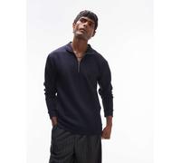 Selected - Felpa blu navy con zip corta XL