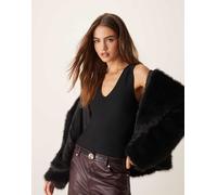 Selected Femme - Body nero testurizzato glitterato L-XL