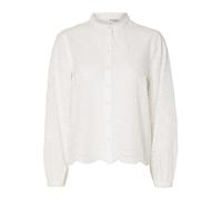 SELECTED FEMME Camicia Donna con Ricamo a Fori Orlo con Conchiglie Camicia Sottile, Colore:Bianco-2, Taglia:42