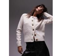 Selected Femme - Cardigan in maglia misto lana merino e alpaca color crema-Bianco XXL