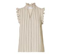 SELECTED FEMME Female Oberteil mit Rüschen Streifen Top Femminile con Righe Volant, Guscio di Sabbia, 42 Donna