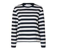 SELECTED FEMME Maglia a Maniche Lunghe da Donna a Righe, Zaffiro Scuro., S