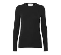 SELECTED FEMME Maglietta a Maniche Lunghe Donna Slim Fit Collo Rotondo Basic Comfort Elegante, Colore:Nero, Taglia:XS