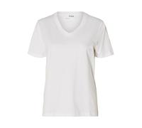 SELECTED FEMME Slfessential SS V-Neck Tee Noos T-Shirt, Bianco, L Donna