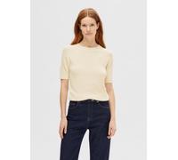 Selected Femme - Slfelinna New Ss Knit Top Noos Beige - Abbigliamento M Beige
