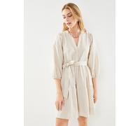 Selected Femme - Slfhillie 3/4 Striped Short Linen Dressb Bianco - Abbigliamento 40 Bianco