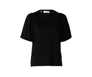 SELECTED FEMME Slfpenelope 2/4 Ruffle Tee Noos T-Shirt, Nero, M Donna