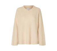 SELECTED FEMME Slfsia RAS LS Knit Long V-Neck Noos, Betulla, S