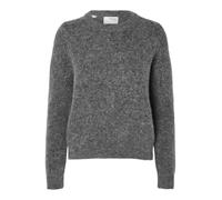 SELECTED FEMME Slfsia RAS LS Knit O-Neck Noos Maglione Lavorato a Maglia, Melange Grigio Medio, M Donna