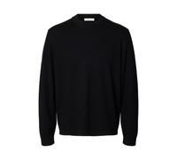 SELECTED FEMME Slhtray Merino Spazzolato Relaxed Crew Noos, Nero, M