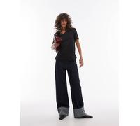 Selected Femme - T-shirt a maniche corte nera con scollo a V-Nero S