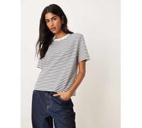 Selected Femme - T-shirt bianca e righe sottili nere-Multicolore M