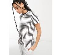 Selected Femme - T-shirt nera e bianca a righe-Nero S