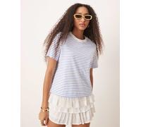 Selected Femme - T-shirt squadrata blu chiaro a righe L