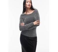 Selected Femme - Top glitterato argento a maniche lunghe-Nero XS