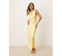 Selected Femme - Vestito lungo in raso giallo con spalline 42