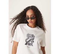 Selected Femme X Nous Vous - T-shirt squadrata bianca con stampa sul petto-Bianco 36