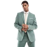 Selected - Giacca da abito slim fit verde in misto lino 50