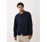 Selected - Giacca di jeans lavaggio grezzo con colletto a contrasto-Blu L