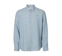 Selected Homme Camicia da Uomo 100% Lino, Blue Fog., M