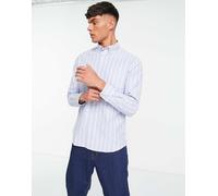 Selected Homme - Camicia Oxford azzurra a righe con colletto button-down-Blu S