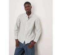 Selected Homme - Camicia slim in misto lino verde a righe XL