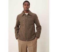 Selected Homme - Giacca marrone in lana con colletto e zip M