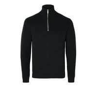 Selected Homme Maglione da Uomo con Mezza Zip, Nero, M