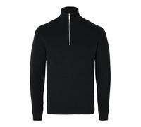 Selected Homme Maglione da Uomo con Mezza Zip, Nero, XL