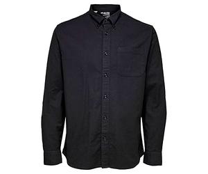 SELECTED HOMME Male Camicia Oxford, Nero, XL