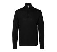 SELECTED HOMME Slhtray LS Knit Merino Half Zip Noos Pullover, Nero, XL Uomo