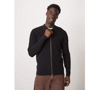 Selected Homme - Polo a maniche lunghe nera in maglia con zip-Nero L