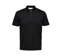 Selected Homme Polo da Uomo Slhfave Zip S, Nero, L