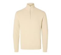 Selected Maglione Dane mezza-zip 100% cotone Beige S Uomo