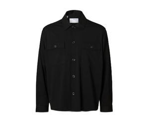 SELECTED HOMME Slhreg Lorent Bi-Stretch - Maglietta Oversize Noos, Nero, L