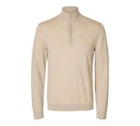 SELECTED HOMME Slhtray LS Knit Merino Half Zip Noos da Uomo, Farina d'avena, M