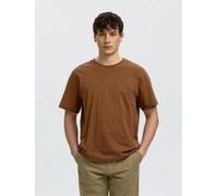 Selected - T-shirt regular fit in 100% cotone marrone XXL