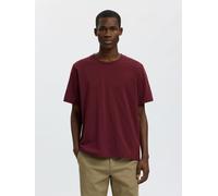 Selected - T-shirt regular fit in 100% cotone bordeaux-Rosso XL