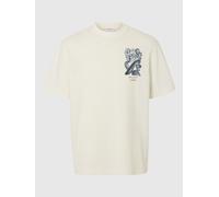 Selected X Nous Vous - T-shirt oversize color crema con stampa sul retro-Bianco XL