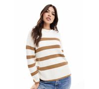 Selected - Maglione color crema a righe color cuoio-Bianco L