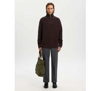 Selected - Maglione color torta al cioccolato con zip corta-Marrone L