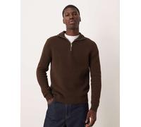 Selected - Maglione marrone in 100% cotone con zip corta S